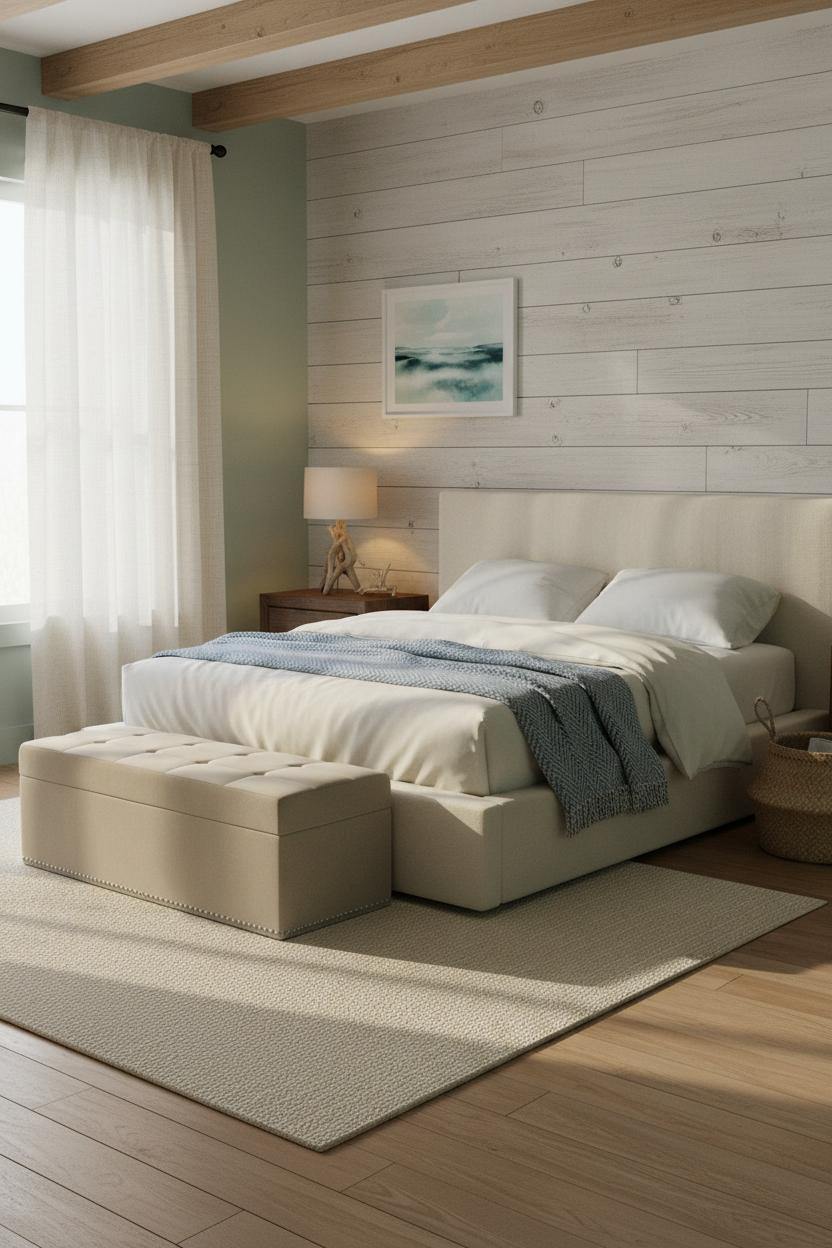 Beach House Bedroom Coastal Shiplap Light