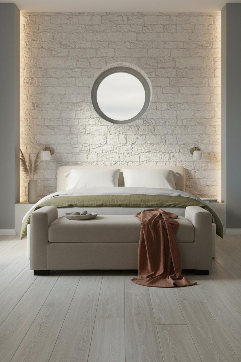 Beach House Bedroom Coastal Whitewashed Stone
