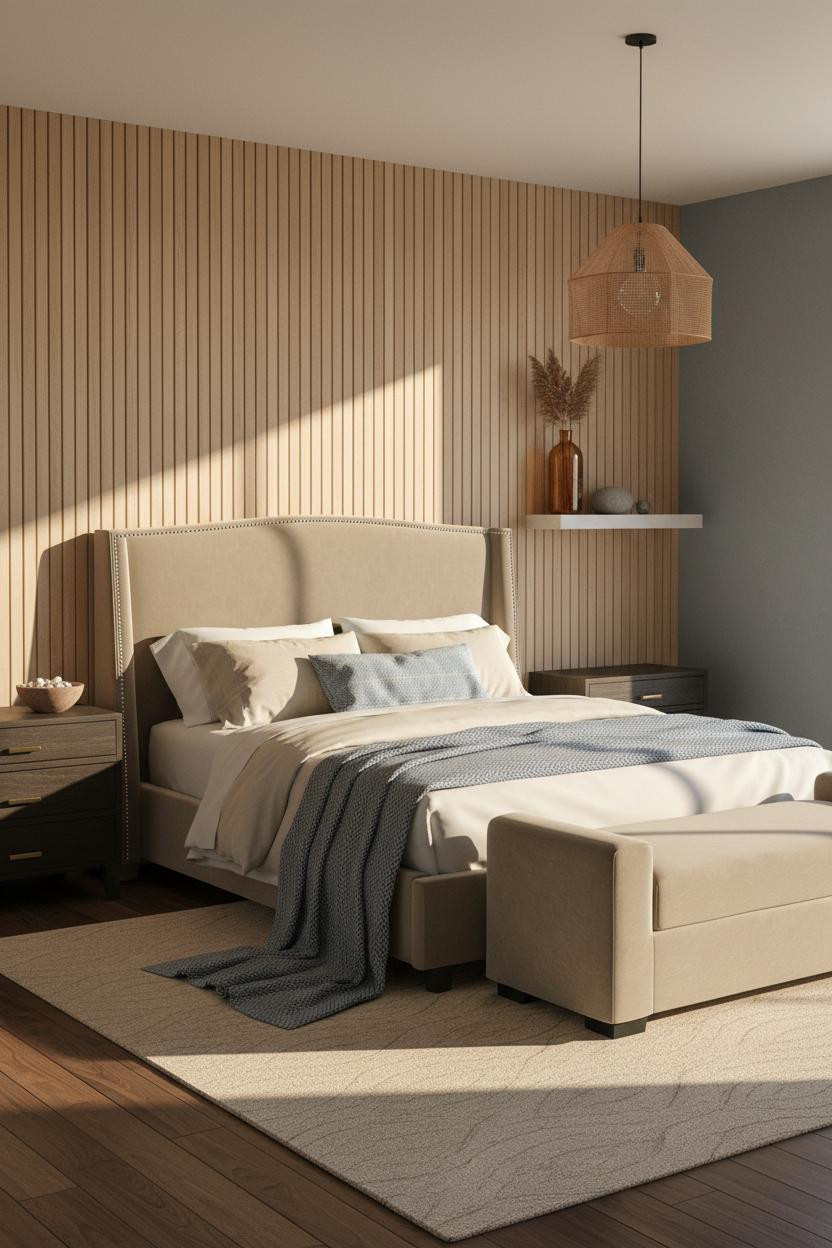 Beach House Bedroom Coastal Wood Paneling