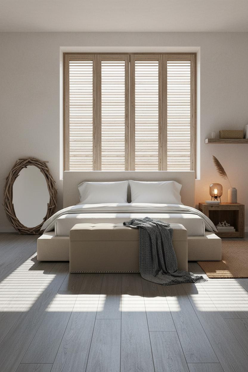 Beach House Bedroom Driftwood Shutters Coastal