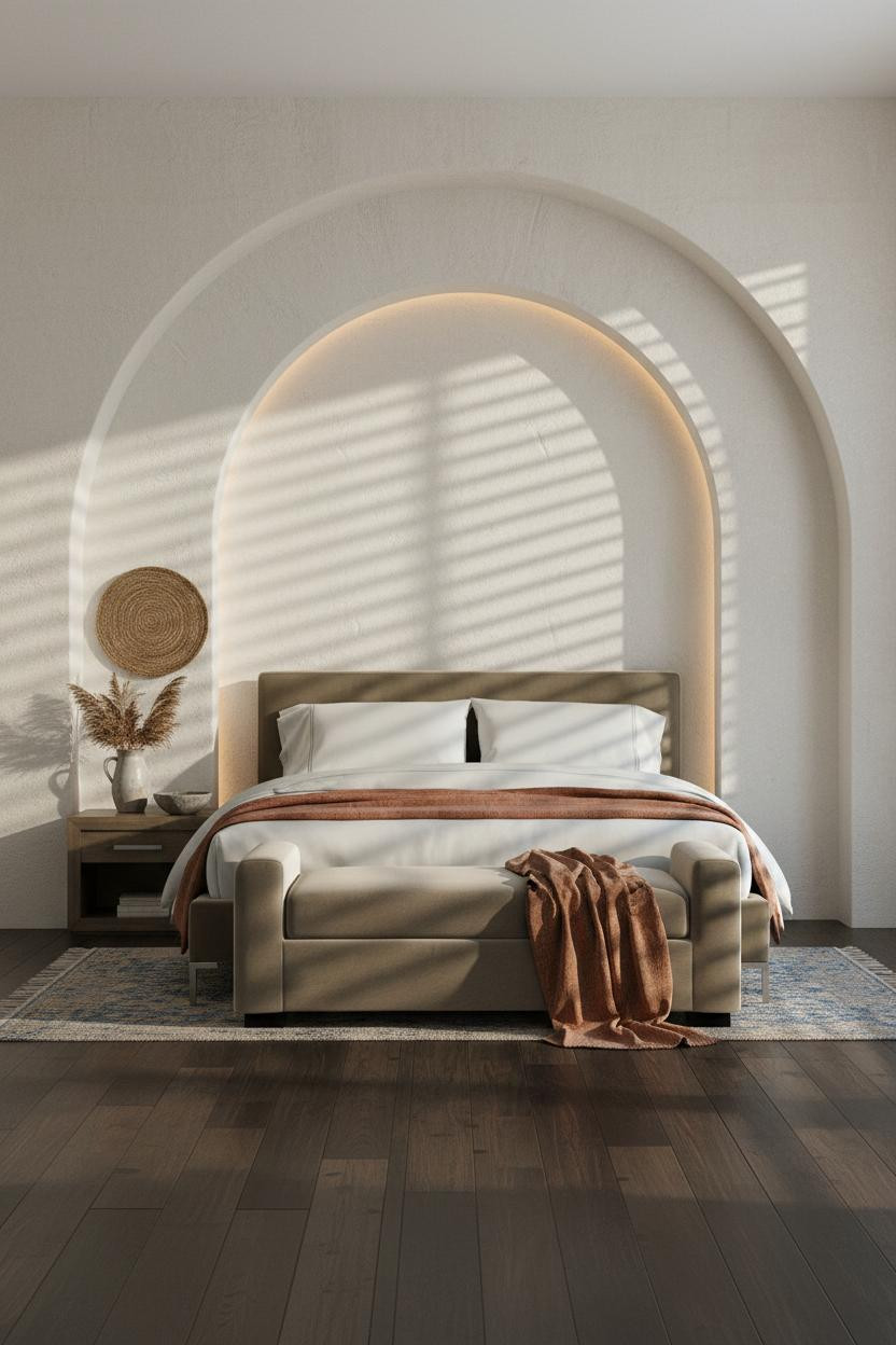 Beach House Bedroom Whitewashed Arch Coastal