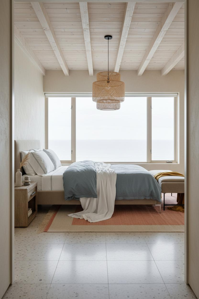 Beach House Bedroom Whitewashed Timber Coastal