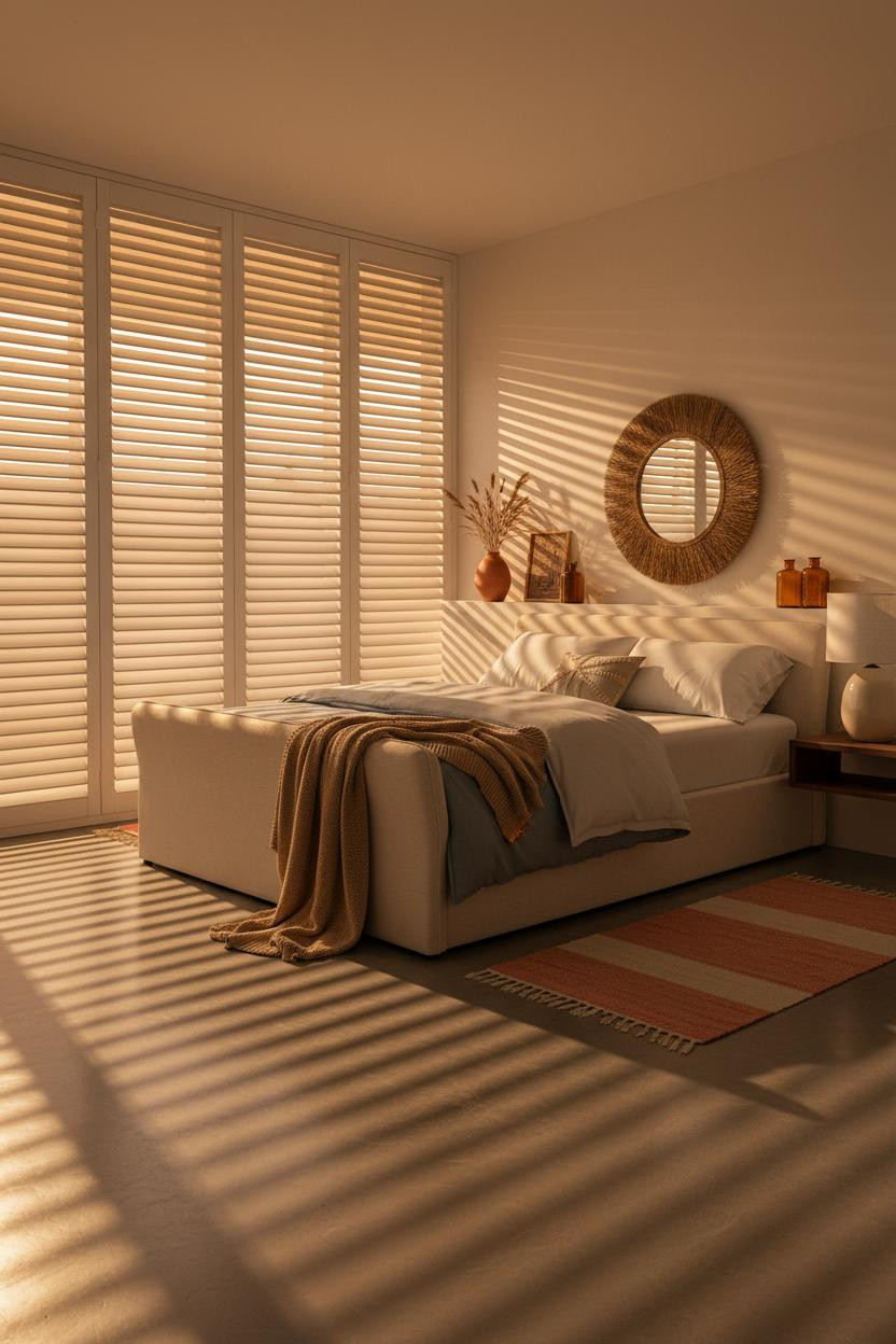 Beach Theme Bedroom Louvered Shutters Coastal