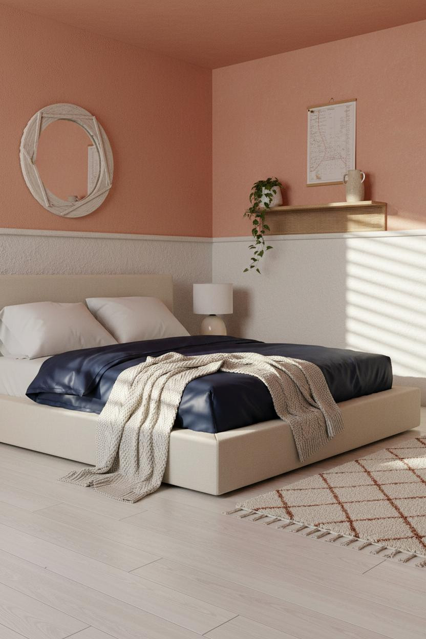 Beach Theme Bedroom Whitewashed Wainscoting Coastal