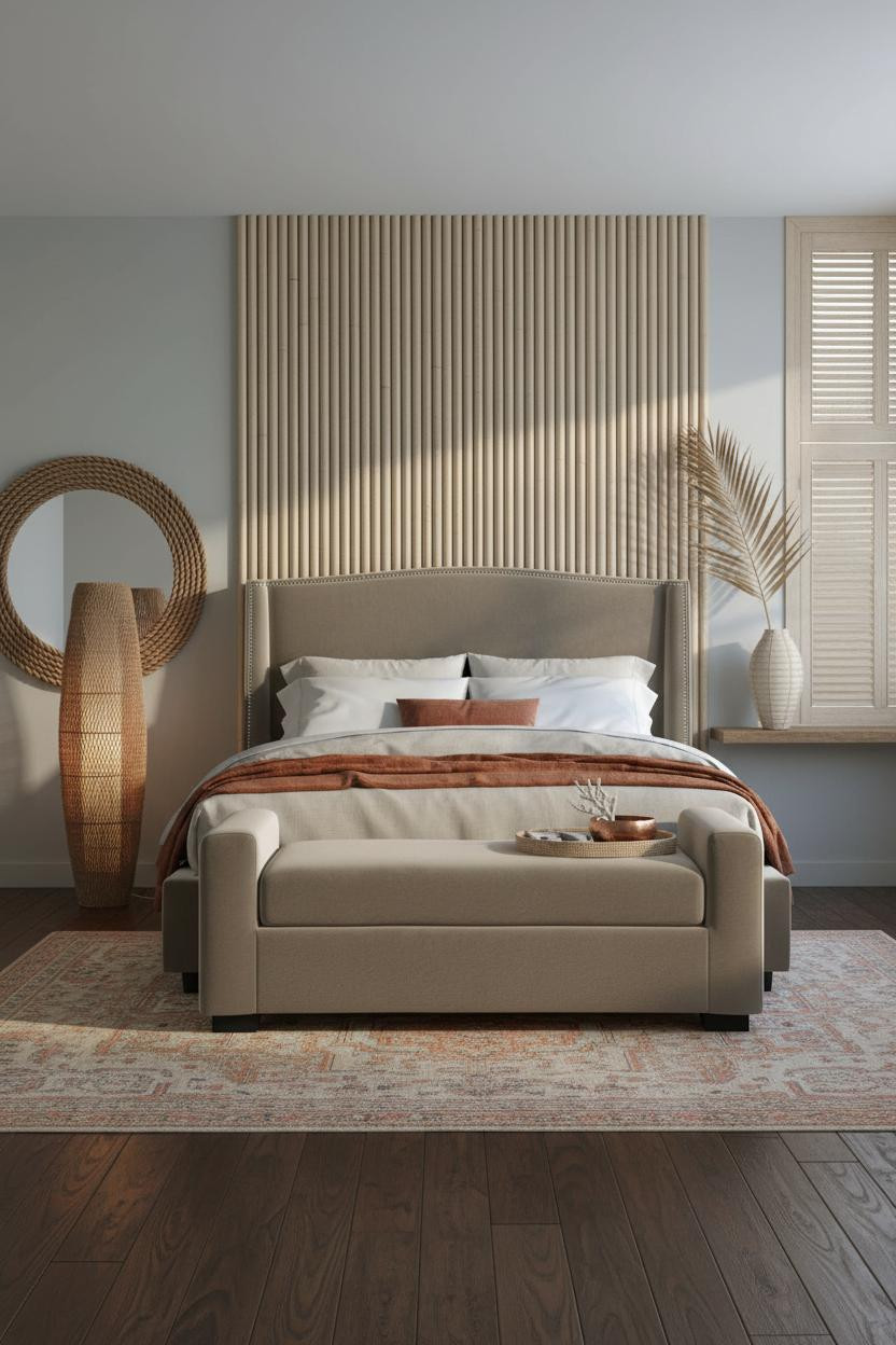 Beachy Boho Bedroom Bamboo Accent Wall