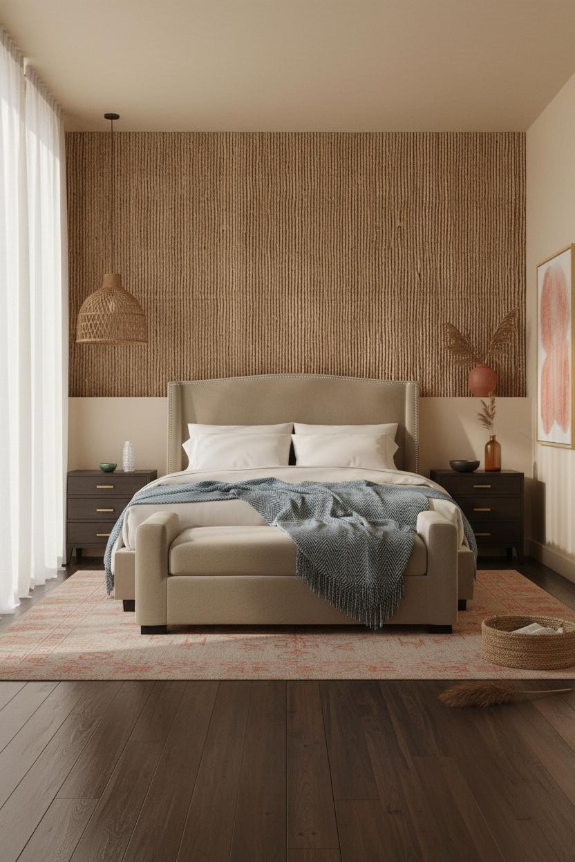 Beachy Boho Bedroom Jute Accent Wall