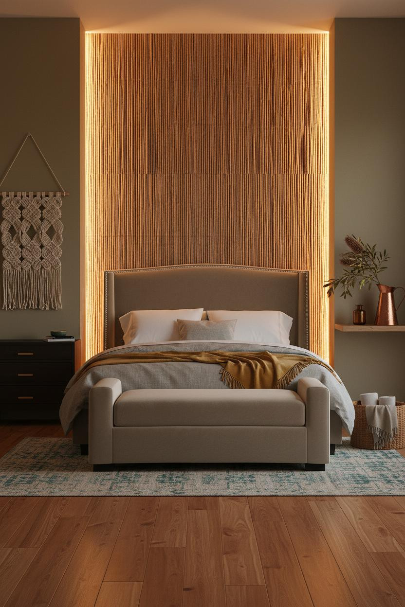 Beachy Boho Bedroom Coastal Seagrass Wall