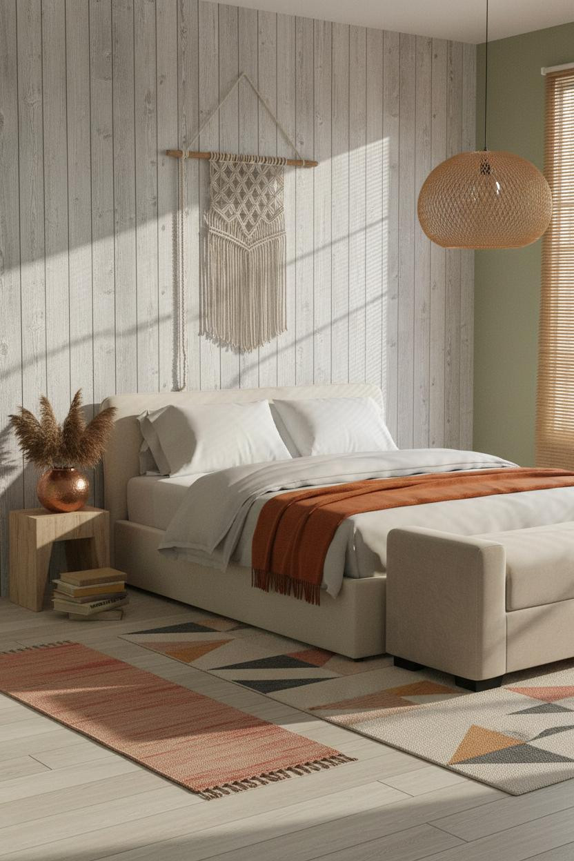 Beachy Boho Bedroom Shiplap Coastal Sage Walls