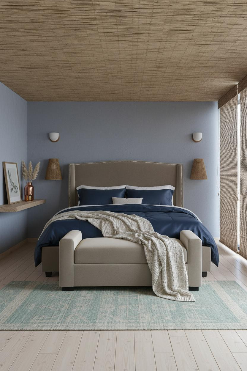 Beachy Boho Bedroom Woven Ceiling Coastal