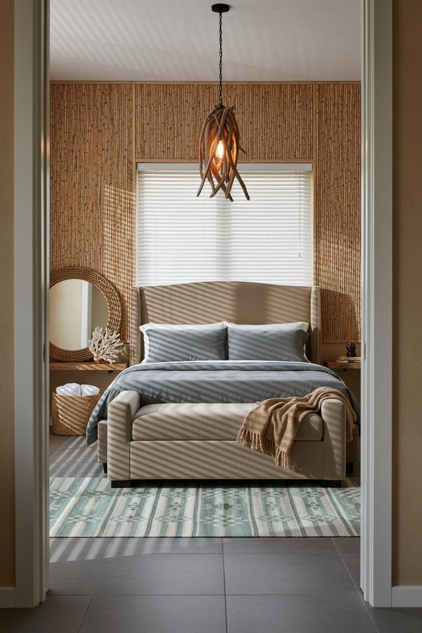 Beachy Boho Bedroom Woven Panels Coastal
