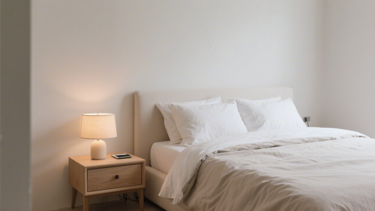 Minimalist bedroom with good sleep hygiene boundaries