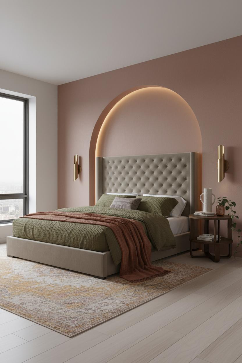Bedroom Earth Tones Warm Neutral Arched Niche