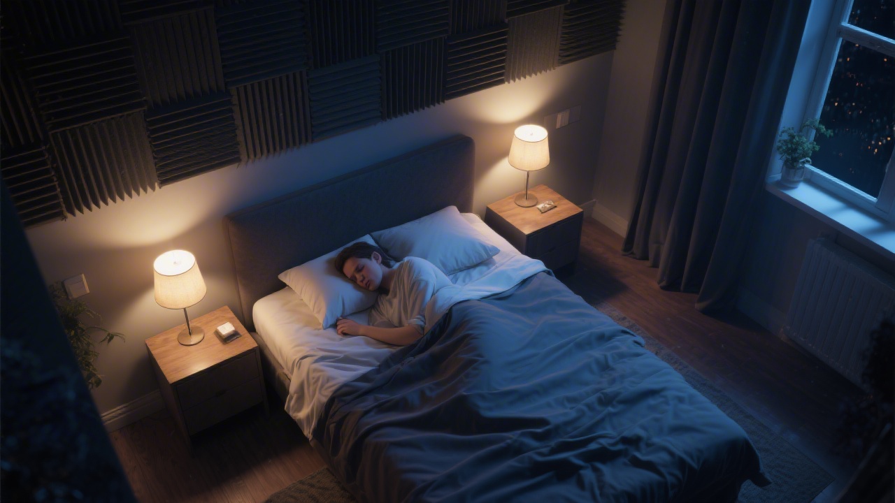 Quiet bedroom with sound dampening features for better sleep quality