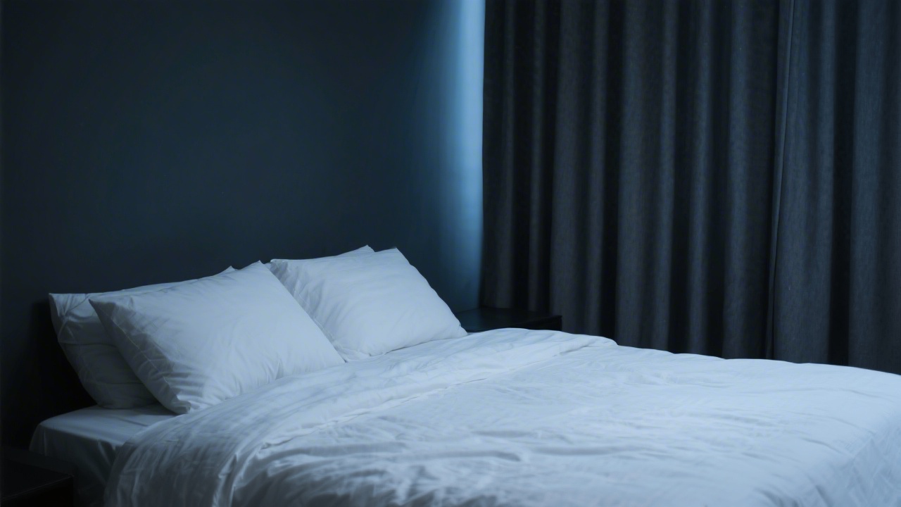 Dark calm bedroom environment optimal for migraine sufferers sleep