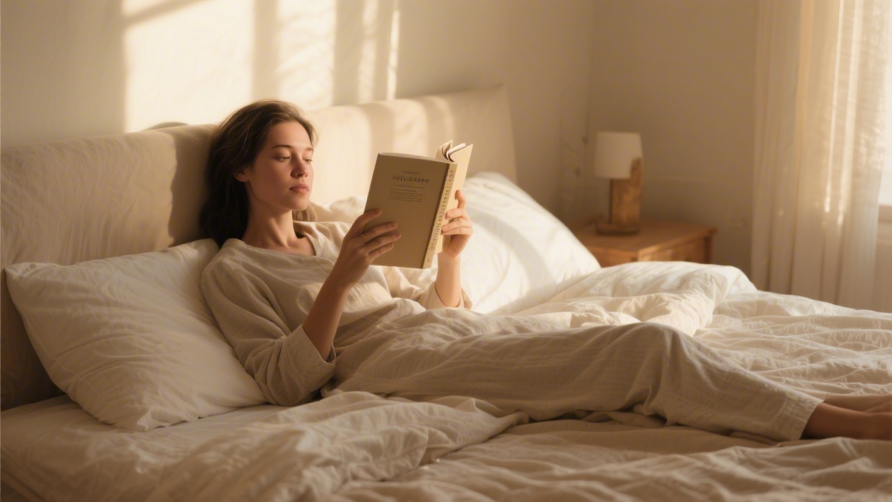Person reading in bed with proper back support