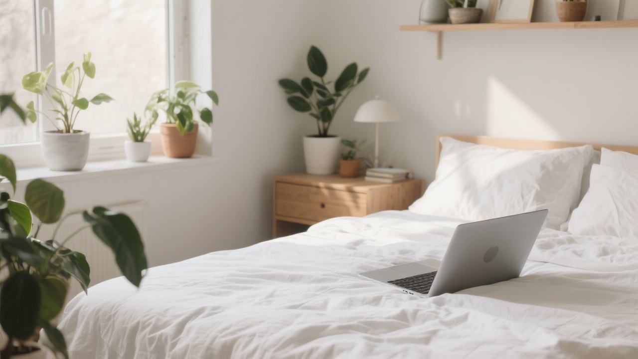 Modern bedroom as remote work retreat representing the best mattress for remote workers