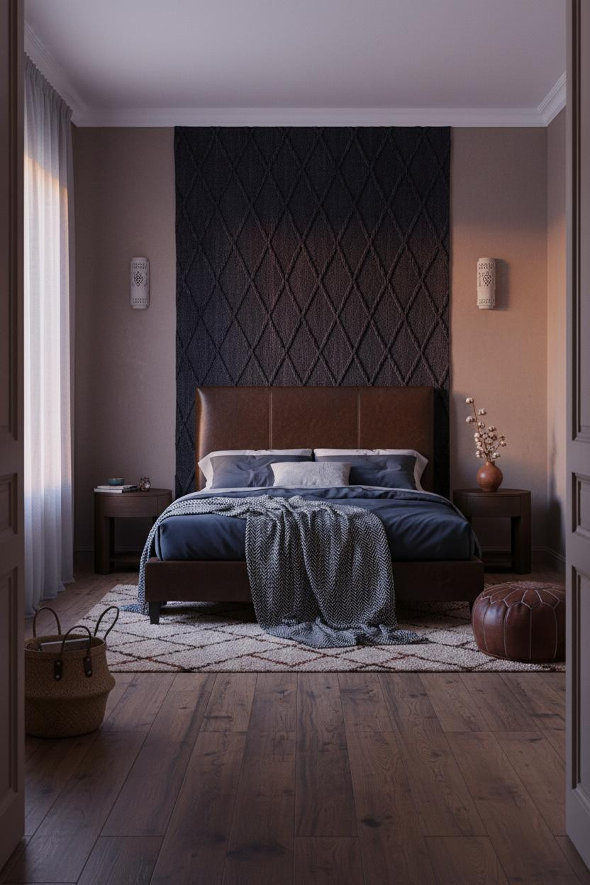Black Boho Bedroom Indigo Tapestry Moroccan