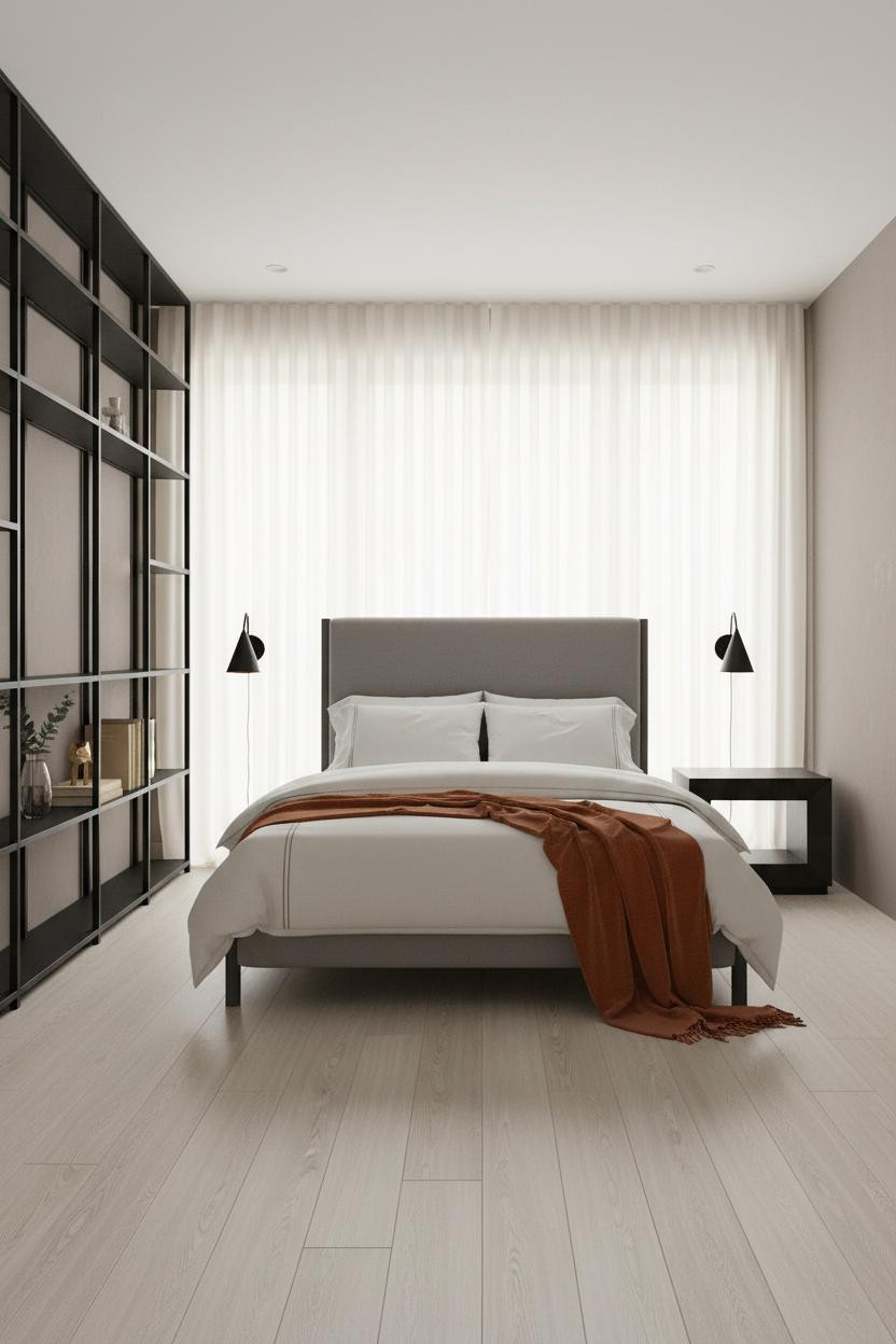 Black Neutral Bedroom Bookcase Accents