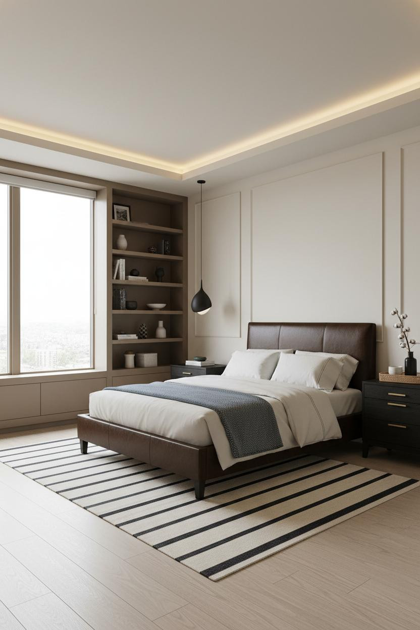 Black Neutral Bedroom Charcoal Shelving