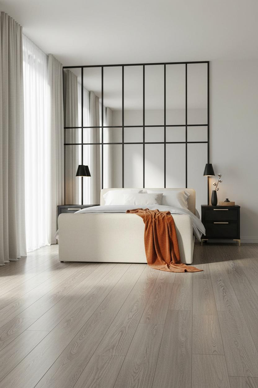 Black Neutral Bedroom Grid Wall