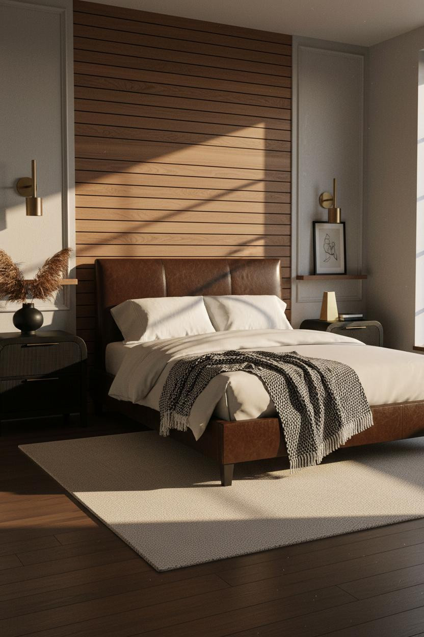 Black Neutral Bedroom Japandi Walnut