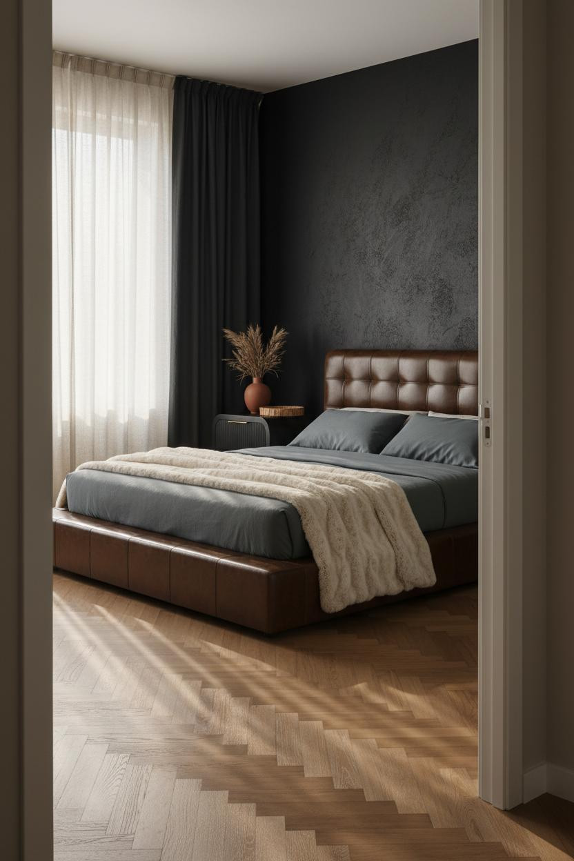 Black Neutral Bedroom Matte Accent Wall