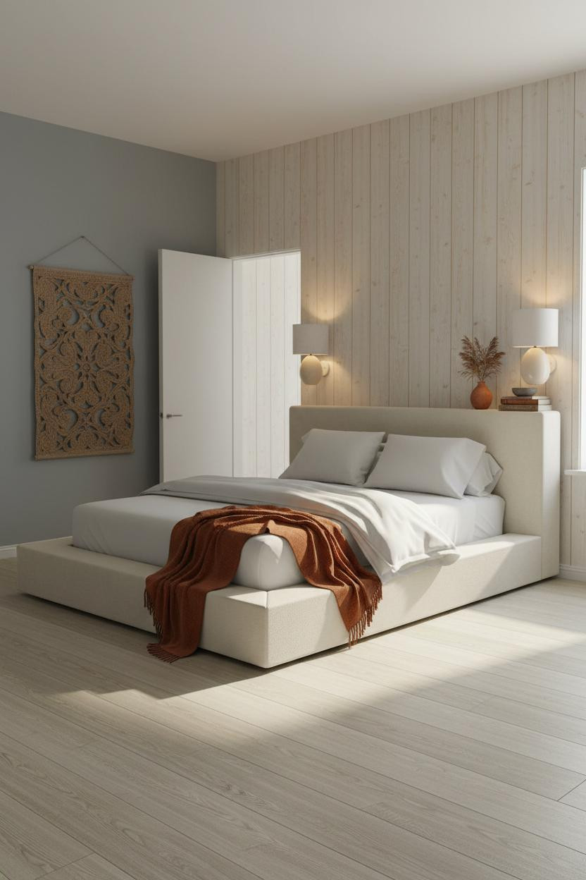Blue Coastal Bedroom Master Bed