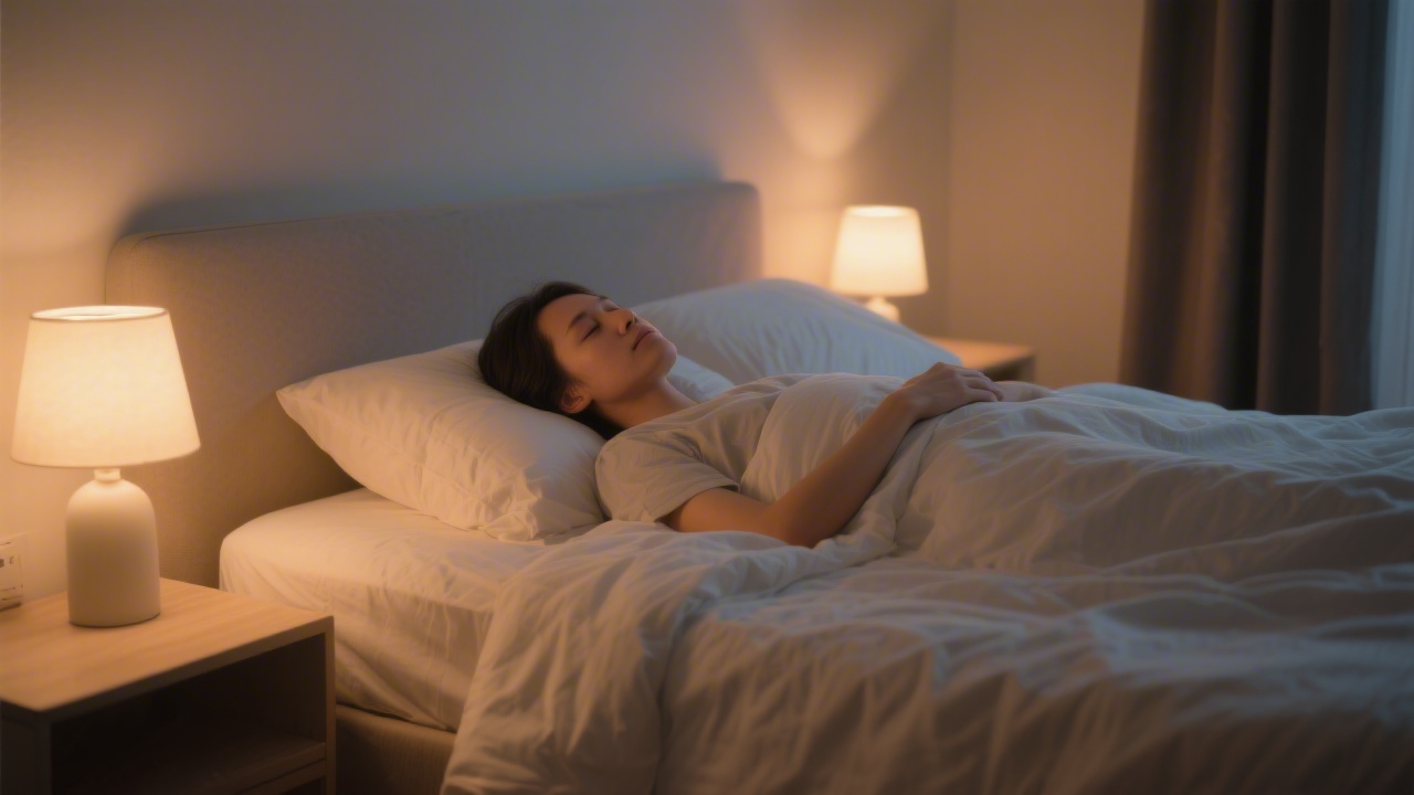 Person doing body scan meditation for sleep in a quiet bedroom