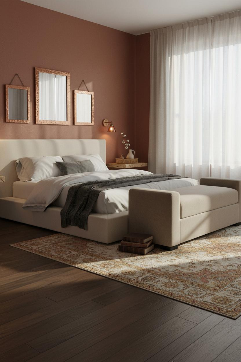 Boho Bedroom Adobe Copper Mirrors