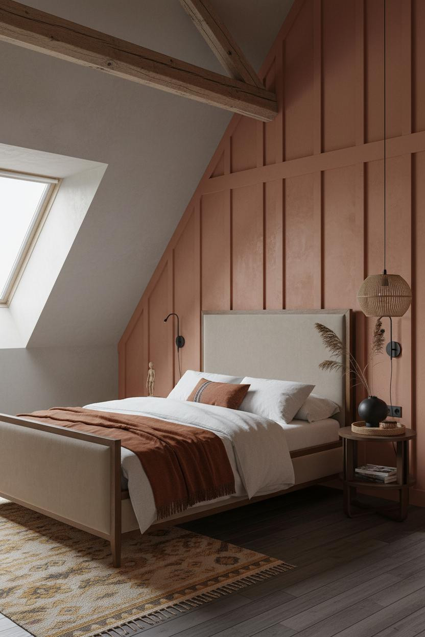 Boho Bedroom Attic Accent Wall Terracotta