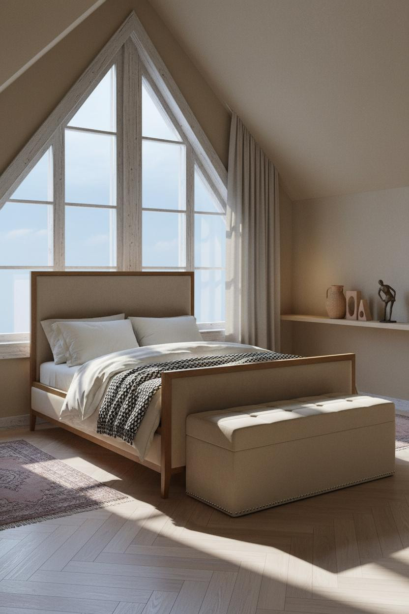 Boho Bedroom Attic Gabled Window Design