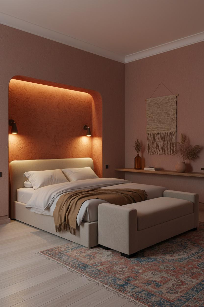 Boho Bedroom Earthy Clay Plaster Niche