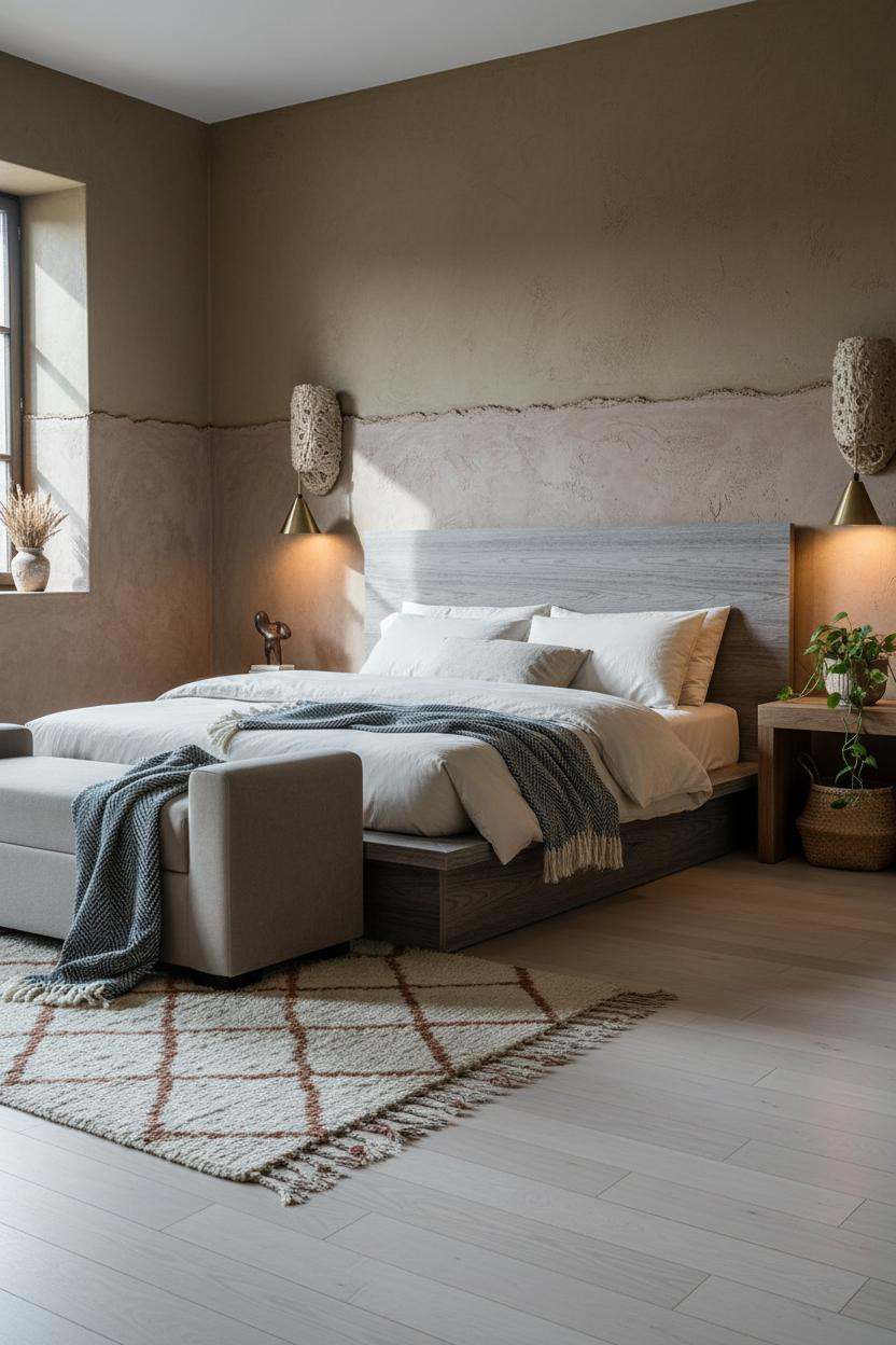 Boho Bedroom Earthy Plaster Morning Light