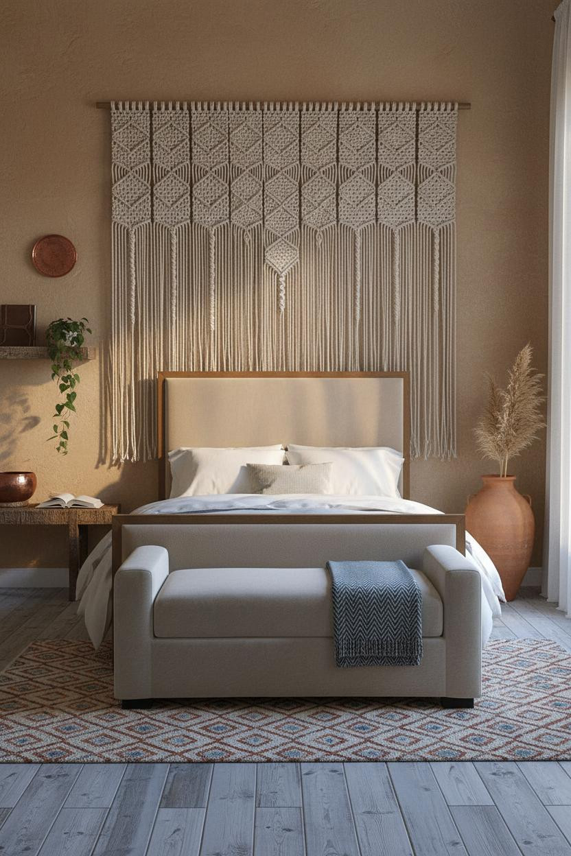 Boho Chic Bedroom Macrame Headwall