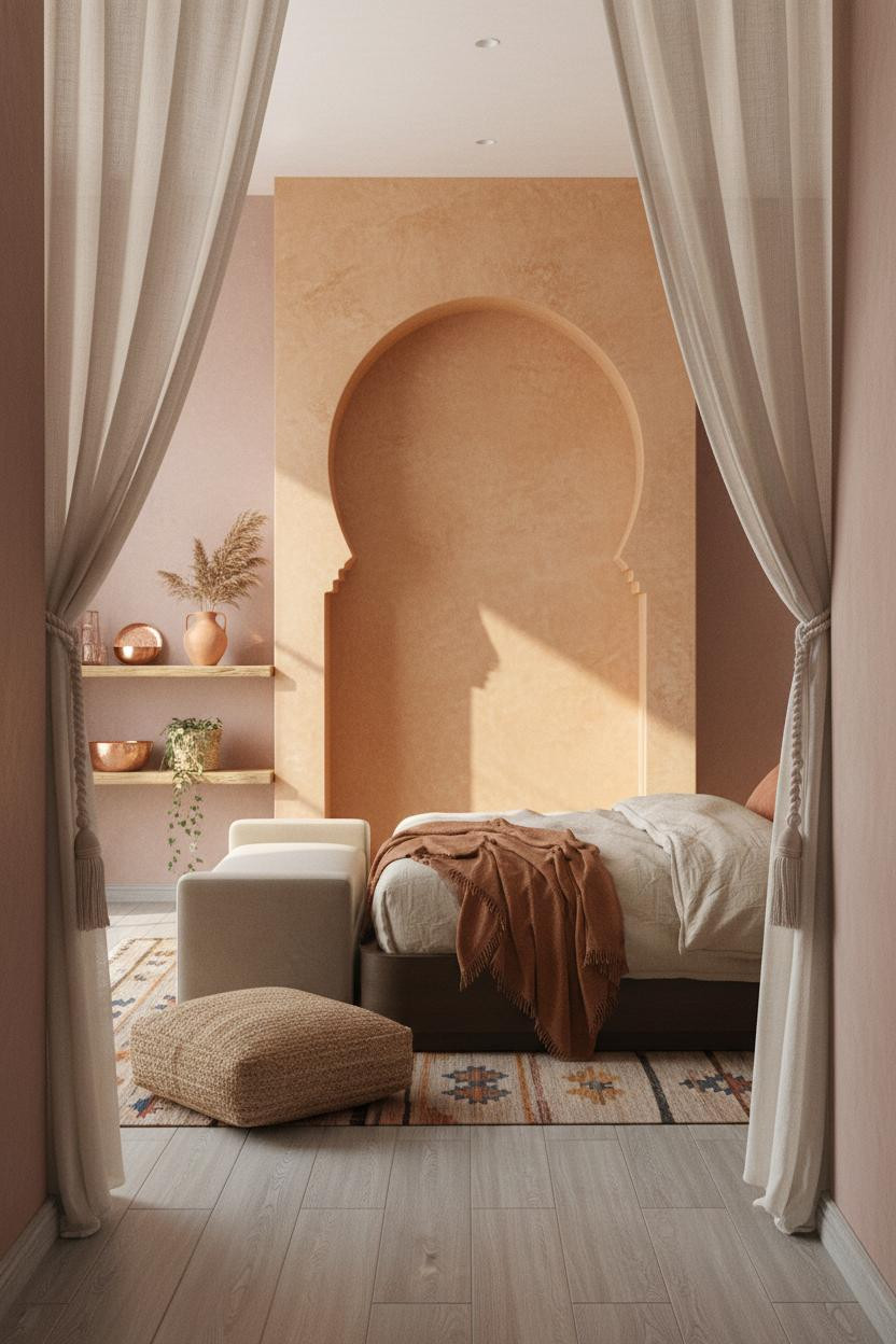 Boho Chic Bedroom Moroccan Arch Ochre