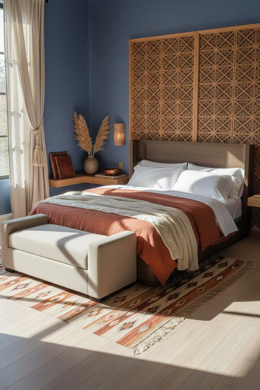 Boho Chic Bedroom Moroccan Lattice Screen