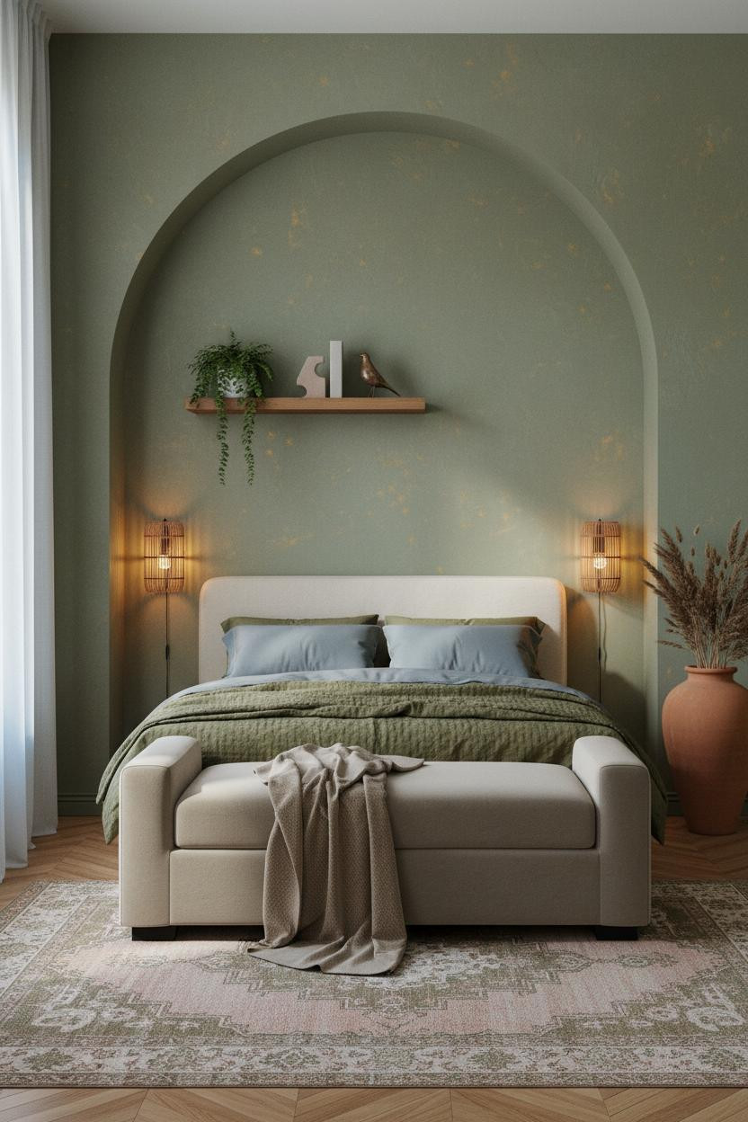 Boho Chic Bedroom Sage Alcove Rattan