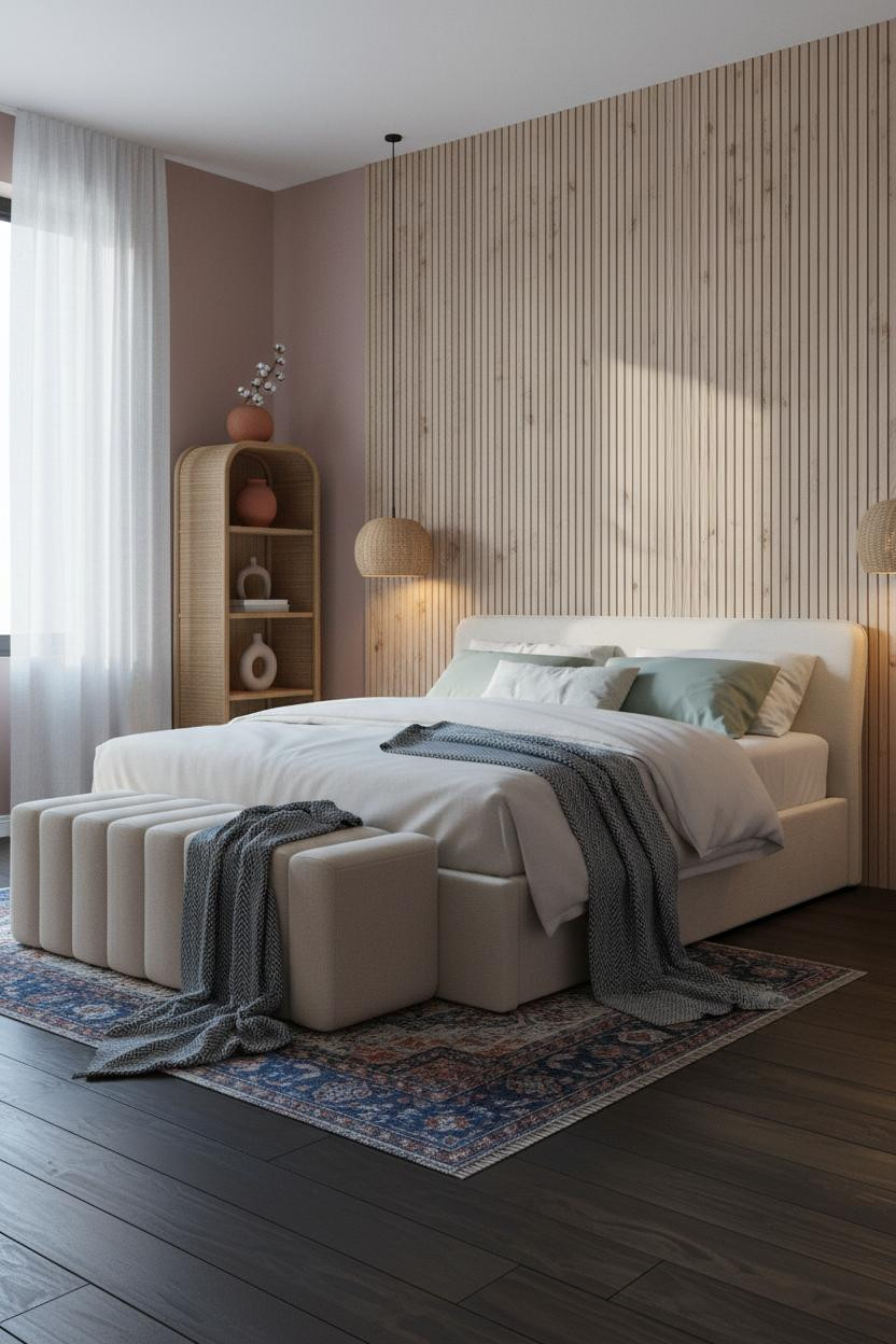 Boho Chic Bedroom Wood Paneling
