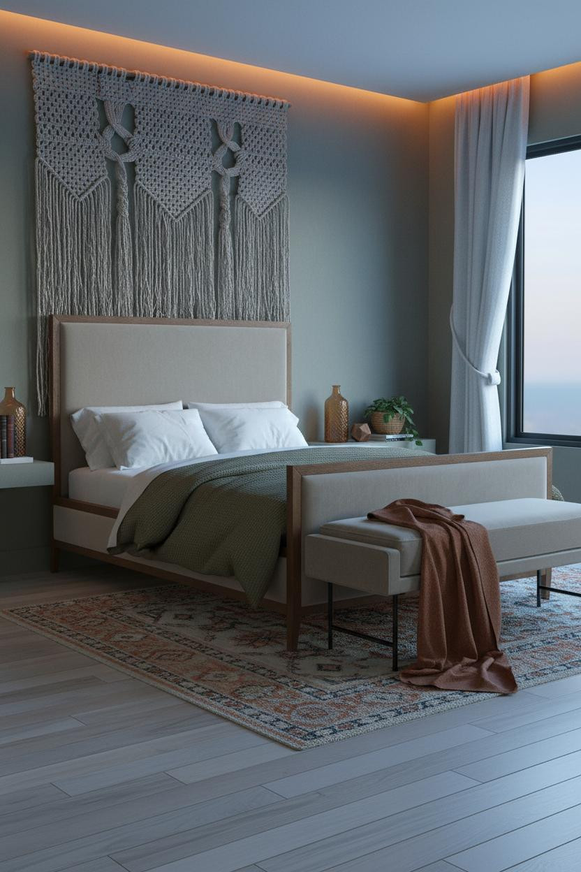 Boho Chic Bedroom Woven Headwall