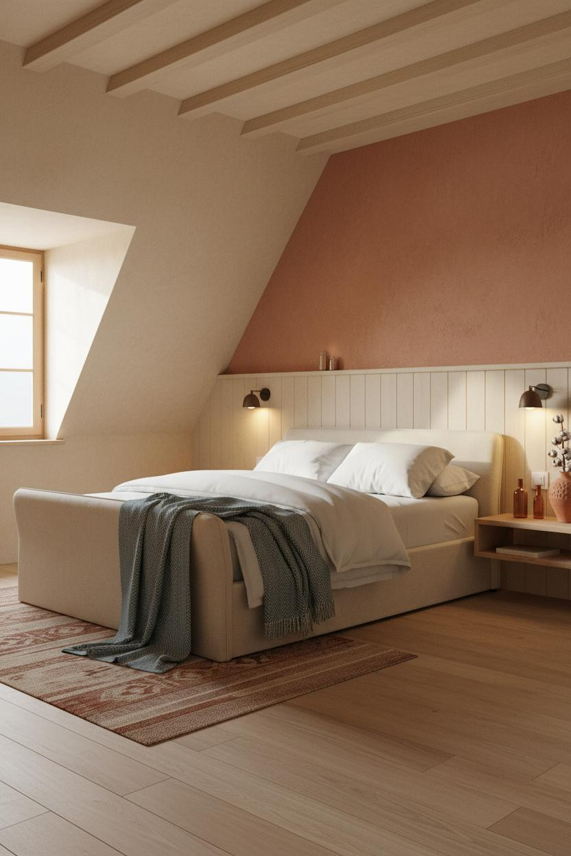 Boho Minimalist Attic Bedroom Accent Wall