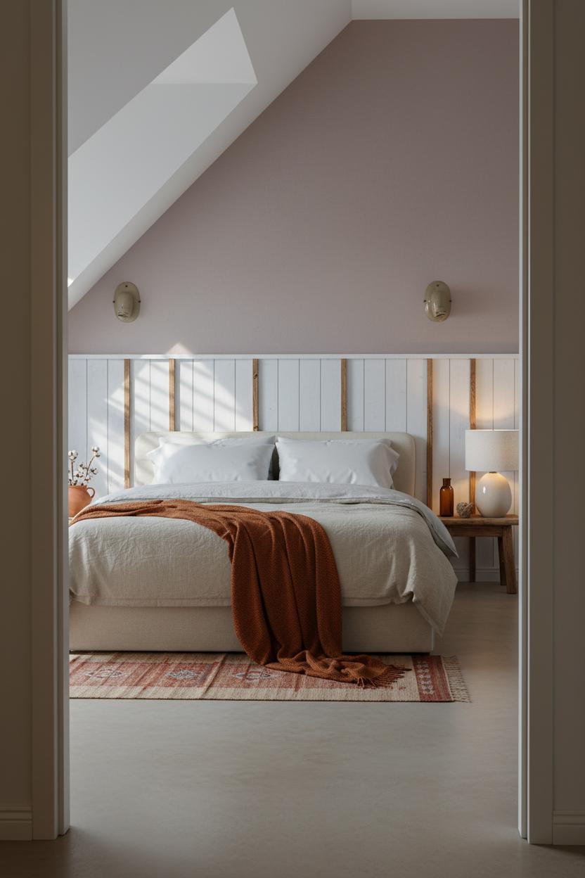 Boho Minimalist Bedroom Wainscoting Accent Wall
