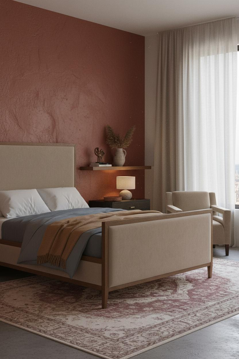 Boho Studio Apartment Burnt Sienna Plaster