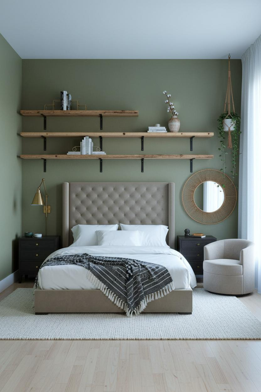 Boho Studio Apartment Floating Shelves