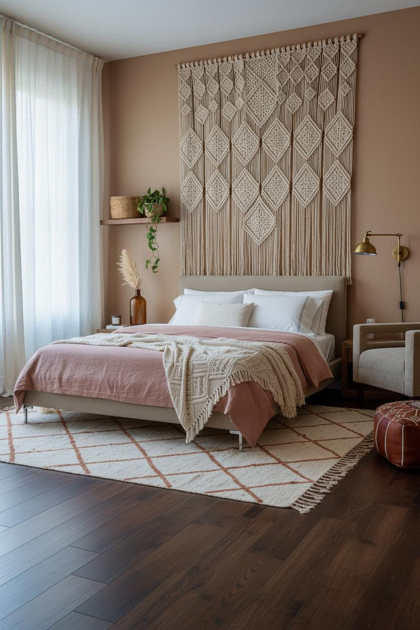 Boho Studio Apartment Macrame Wall Design