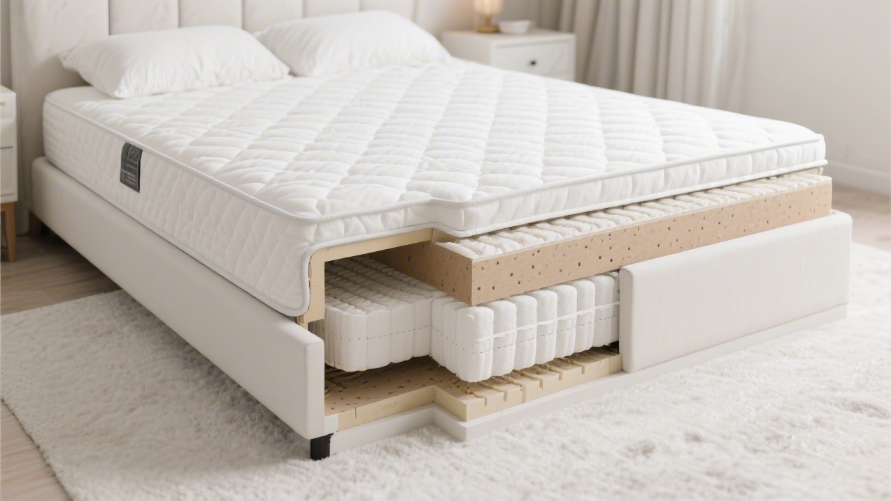 Box spring height comparison showing standard and low-profile foundation layers under a mattress