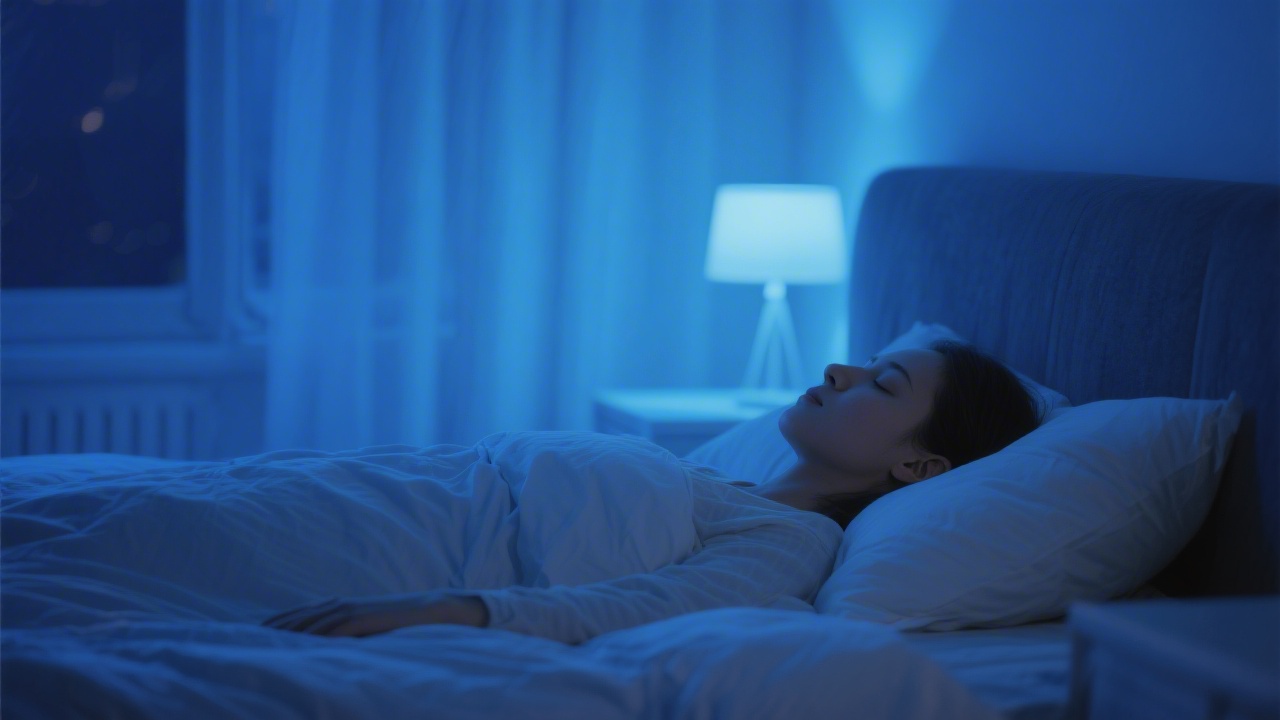 Person practicing breathing exercises for sleep in a calm bedroom