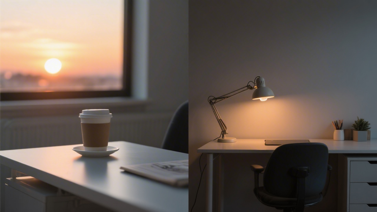 Morning and evening work environments representing chronotype work schedule optimization