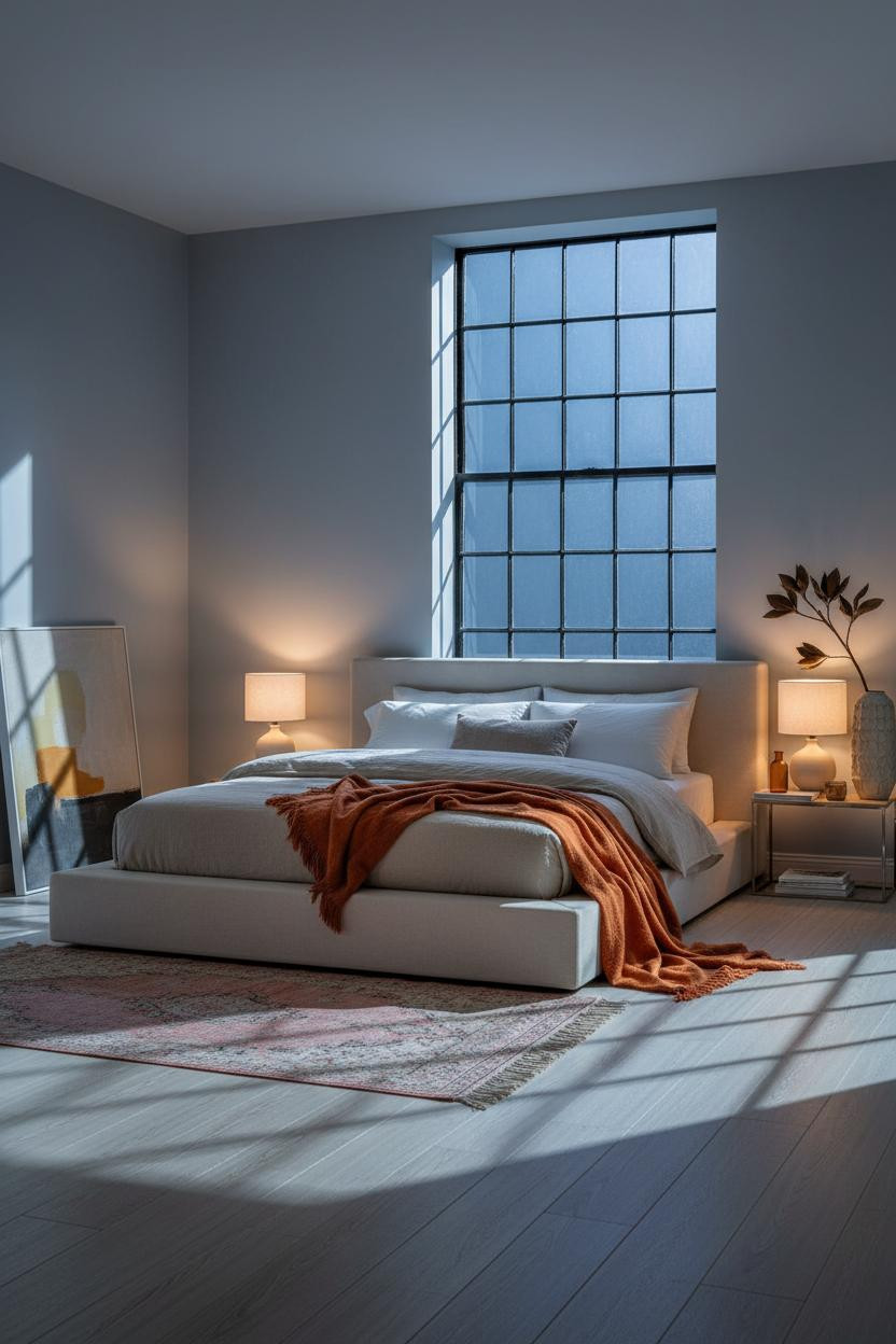 Classic Bedroom Design Crittall Window Amber Lighting