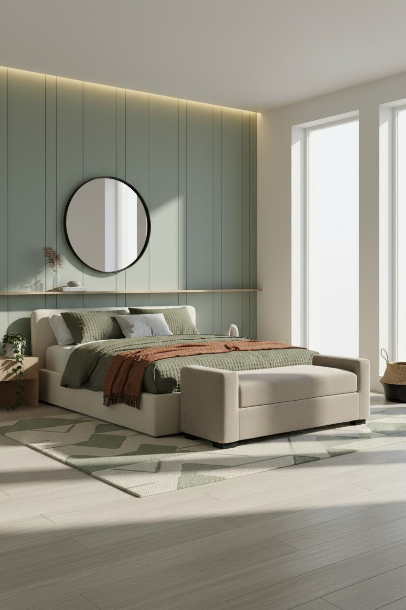 Classic Bedroom Quiet Luxury Sage Green Paneling