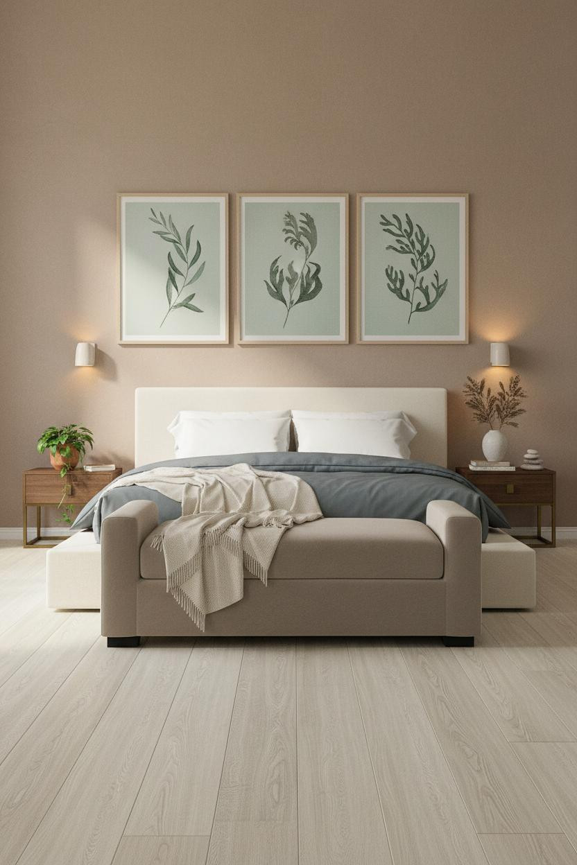Coastal Bedroom Driftwood Frames Taupe
